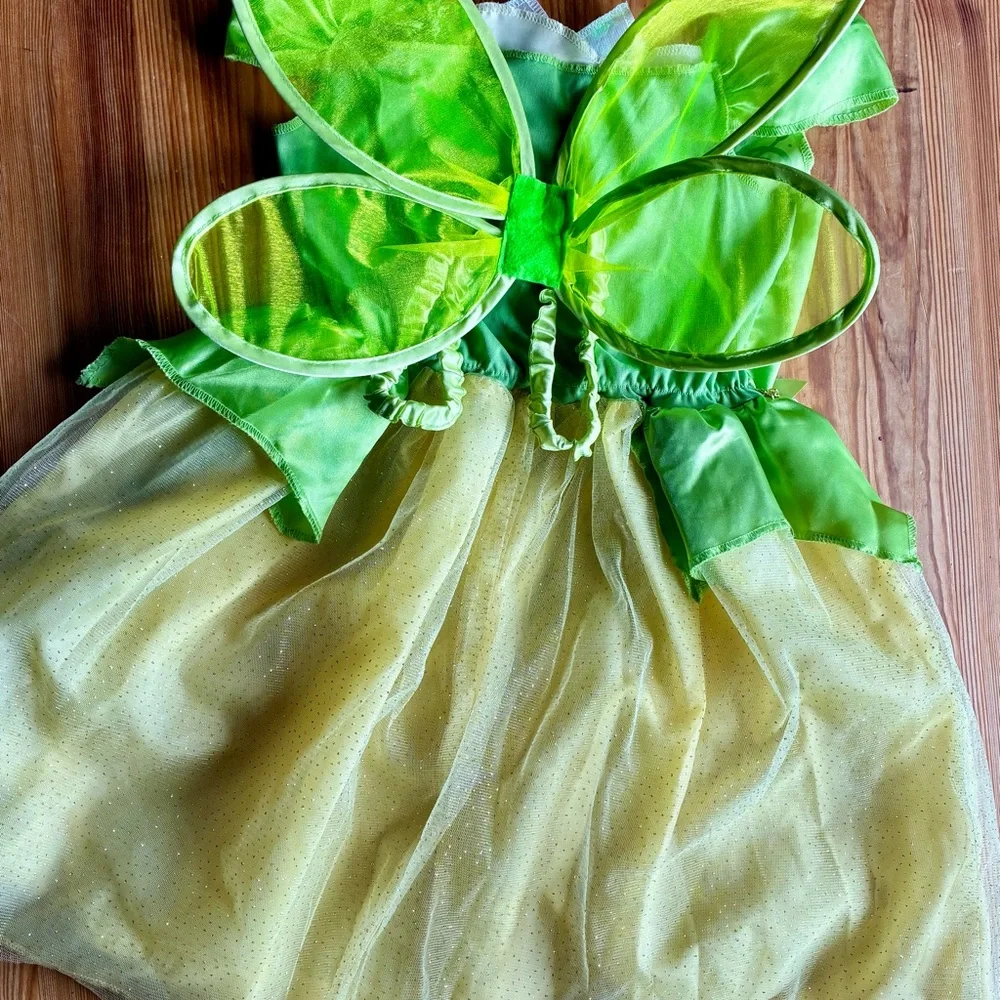 Disney Tiana Tinkerbell Wings Green Fairy Princess Costume Small 4 6 Halloween